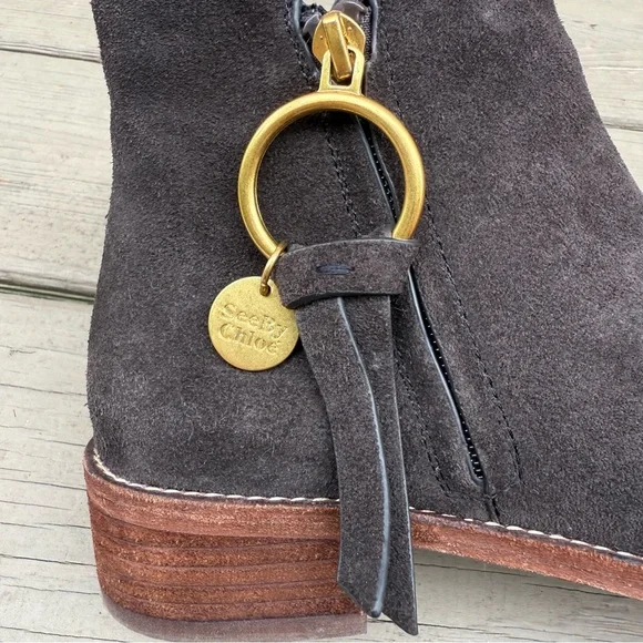 See by Chloe suede Louise ankle booties in Dark Brown size 37 - Picture 12 of 16